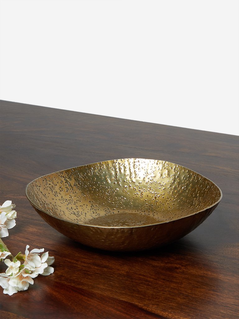 Westside Home Brass Textured Circular Platter