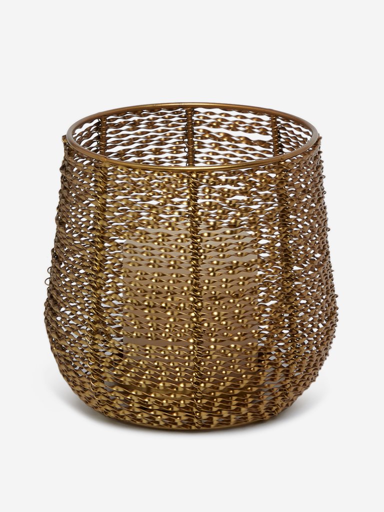 Westside Home Gold Beaded Tealight Candle Stand