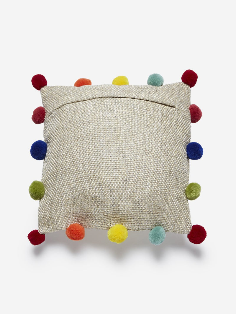 Westside Home Beige Pom-Pom Detailed Cushion Cover
