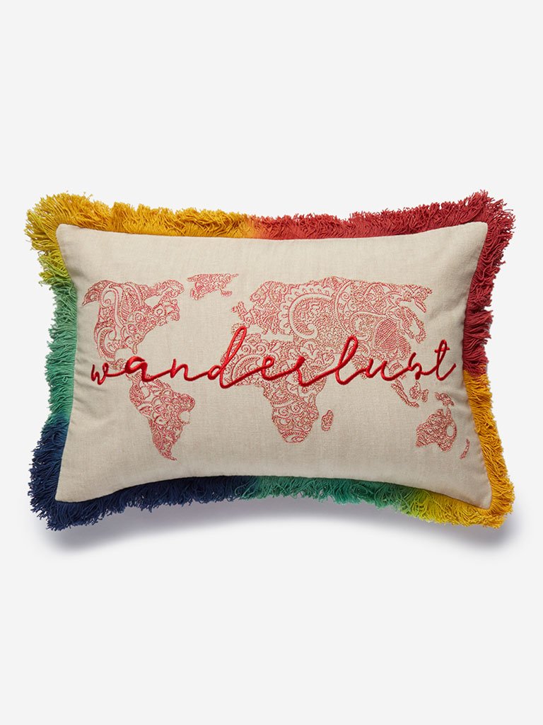 Westside Home Multicolour Wanderlust Embroidered Cushion Cover