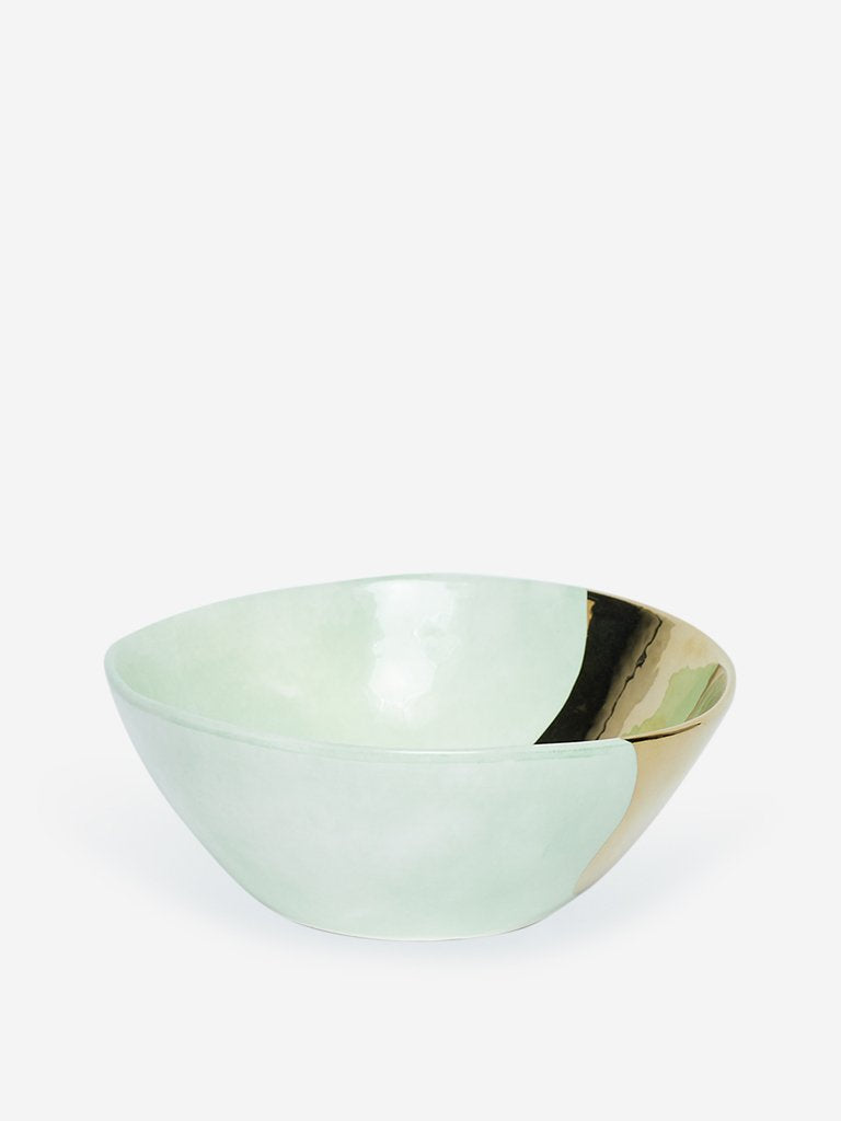 Westside Home Gold And Green Porcelain Bowl
