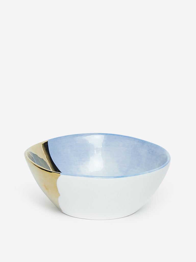 Westside Home Gold And Blue Porcelain Bowl