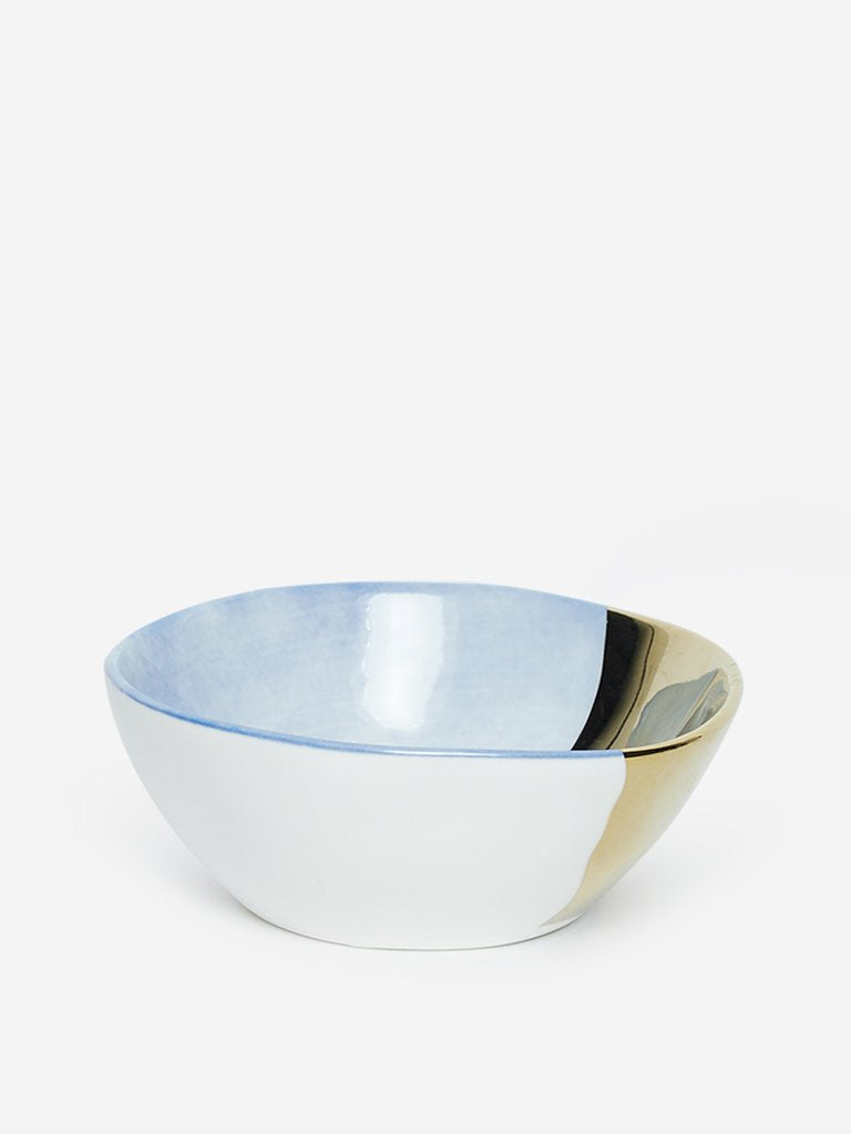 Westside Home Gold And Blue Porcelain Bowl