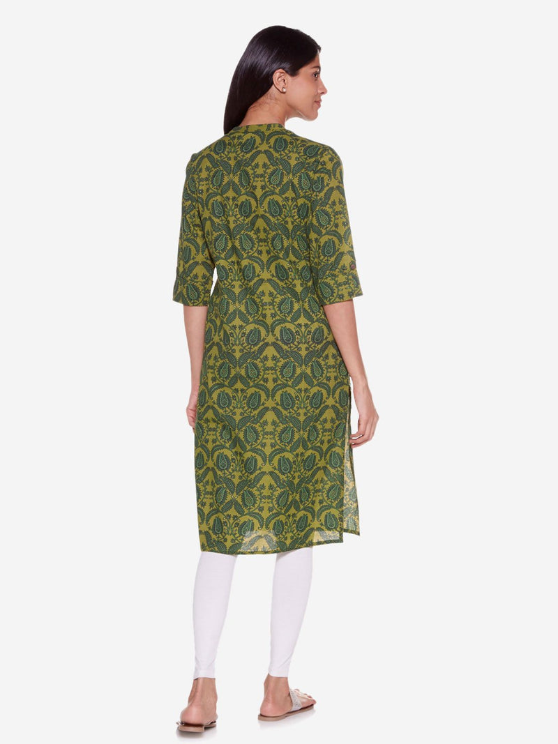 Utsa Lime Pure Cotton Straight Kurta