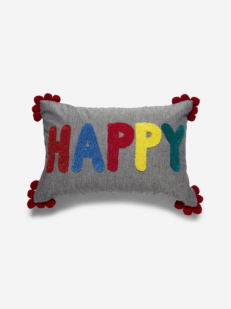 Westside Home Grey Typographic Patterned Cushion Cover