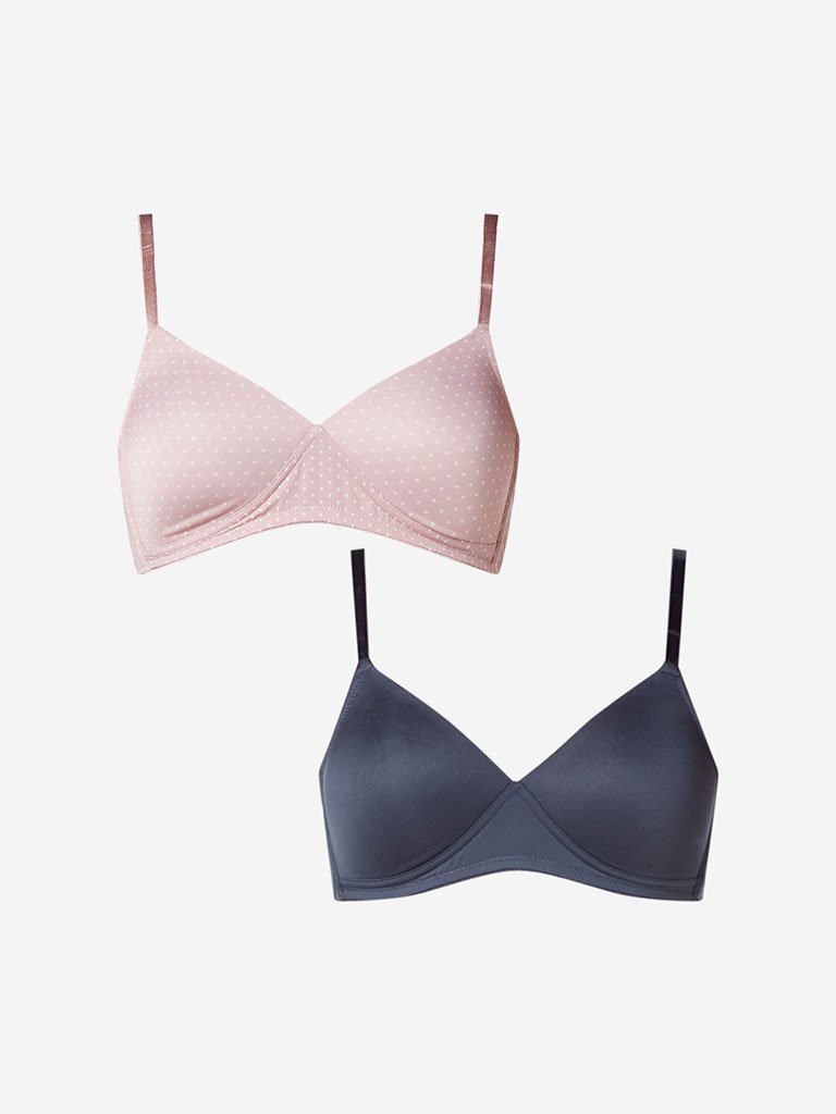 Wunderlove Light Pink Polkadot Bra Set Of Two
