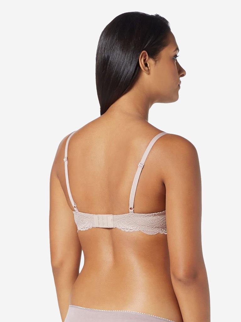 Wunderlove Taupe Padded Lace Wings Bra
