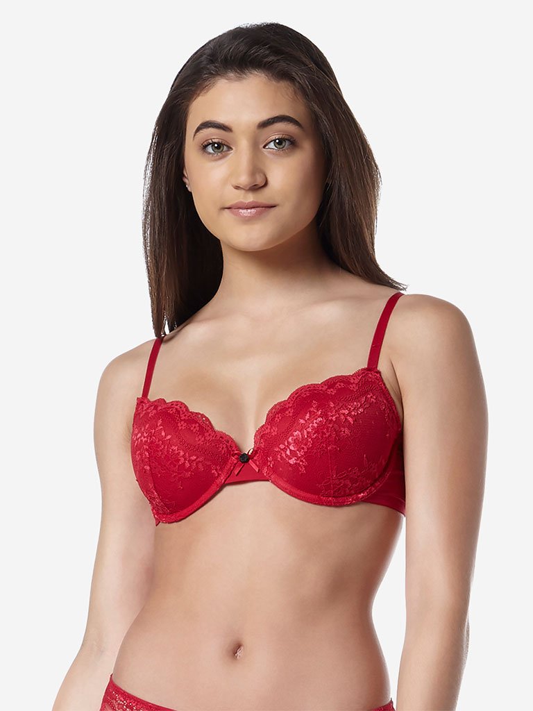 Wunderlove Red Floral Lace Alexa Bra