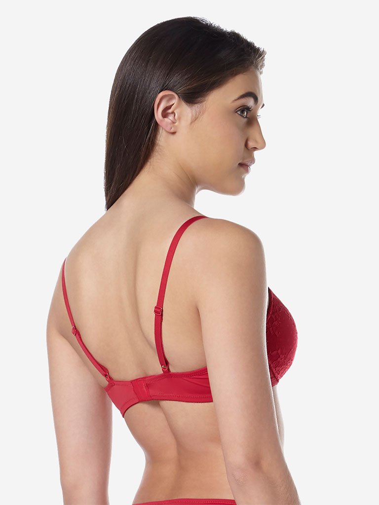 Wunderlove Red Floral Lace Alexa Bra