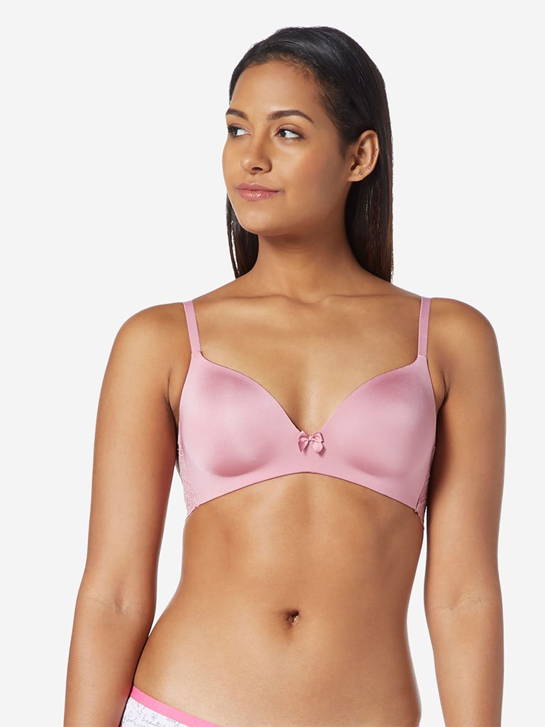 Wunderlove Pink Padded Lace Wings Bra