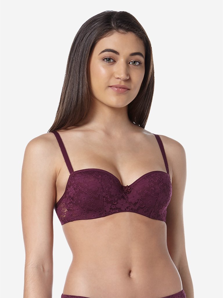 Wunderlove Aubergine Lace Jasmine Balconette Bra