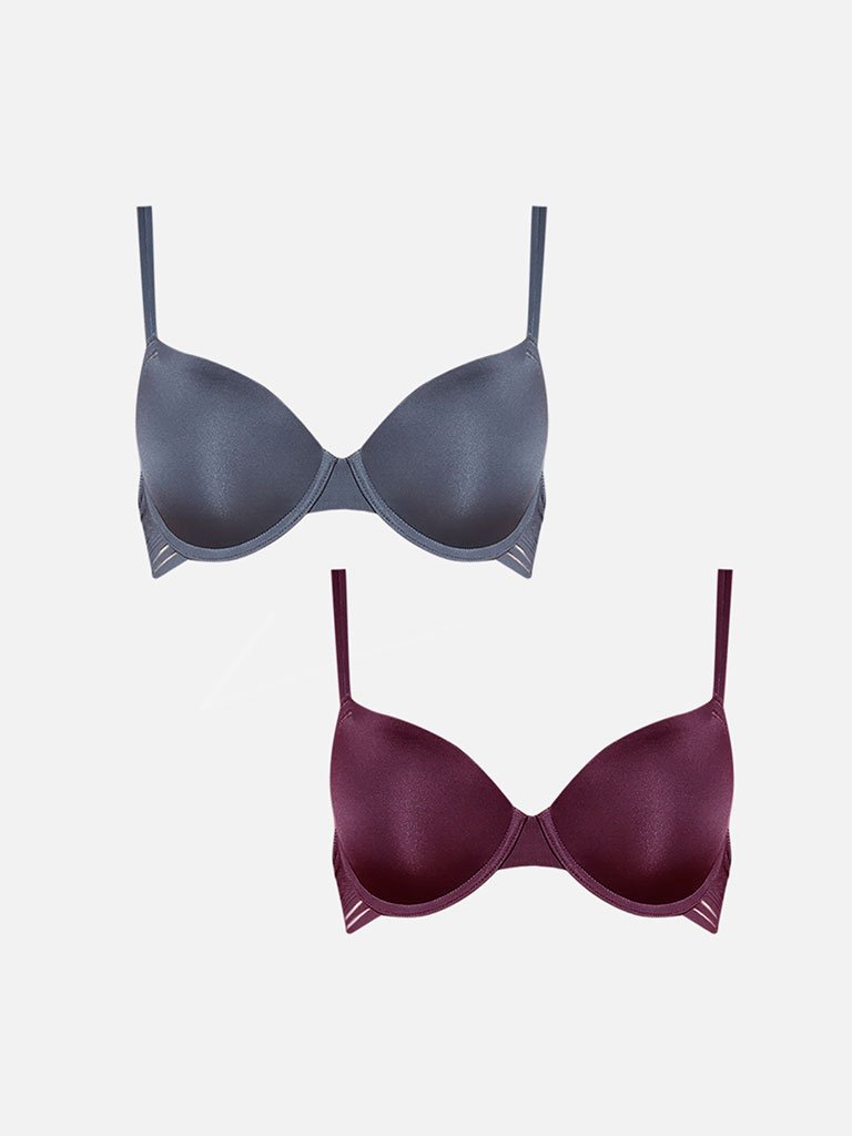 Wunderlove Charcoal T-Shirt Bra Set Of Two