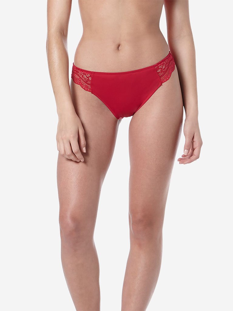 Wunderlove Red Lace Hi-Leg Alexa Briefs