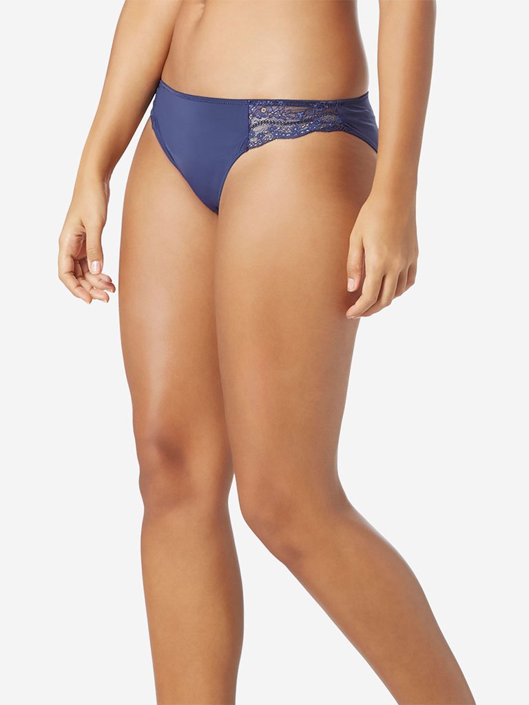 Wunderlove Navy Lace Pattern Briefs