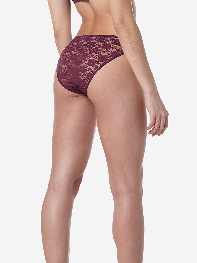 Wunderlove Aubergine Lace Jasmine Briefs