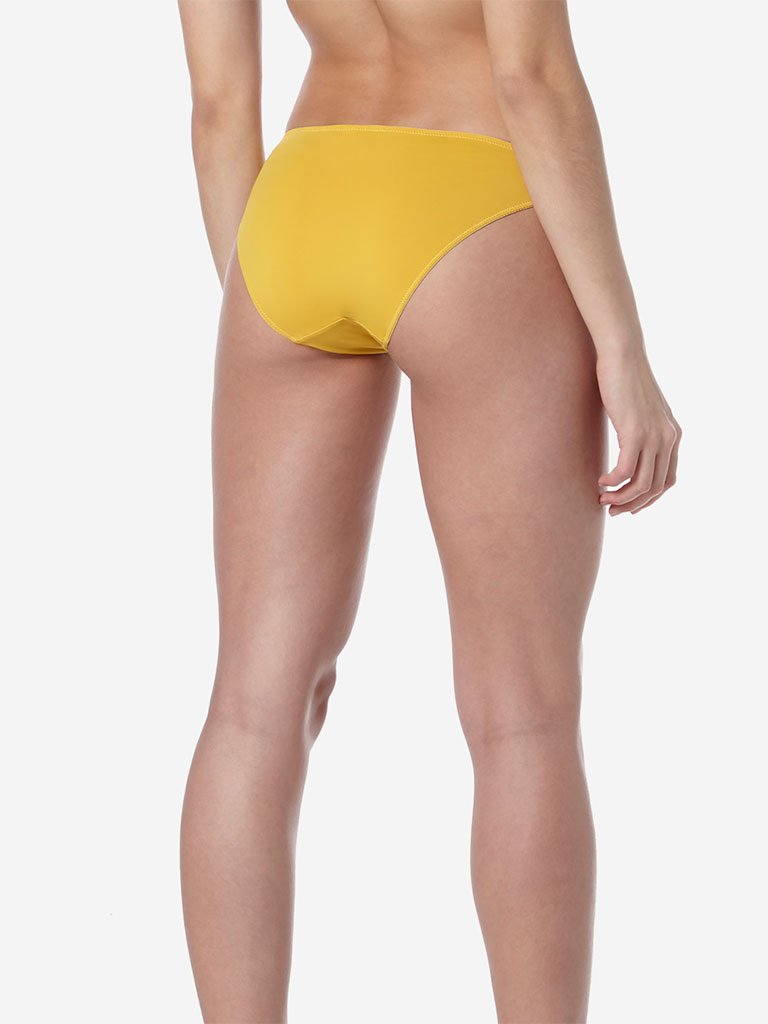 Wunderlove Mustard Lace Hi-Leg Alexa Briefs