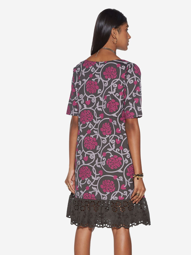 Bombay Paisley Pink Floral Pattern A-Line Dress