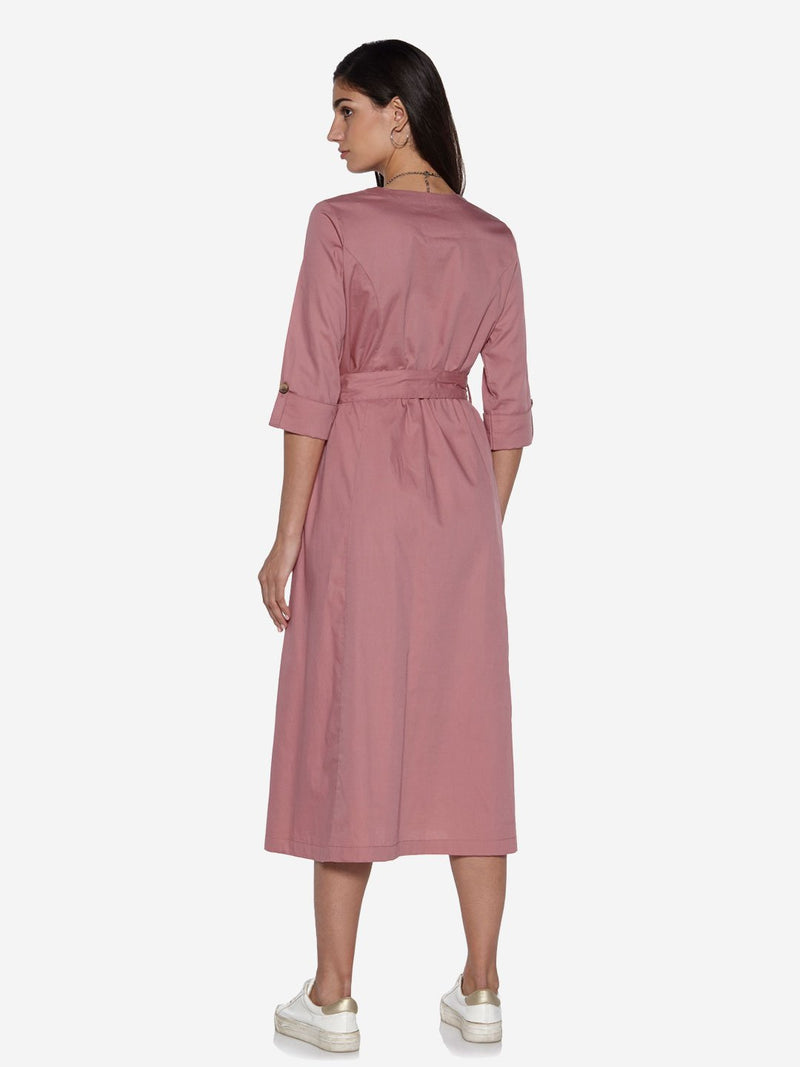 Bombay Paisley Mauve Pure Cotton Dress With Belt