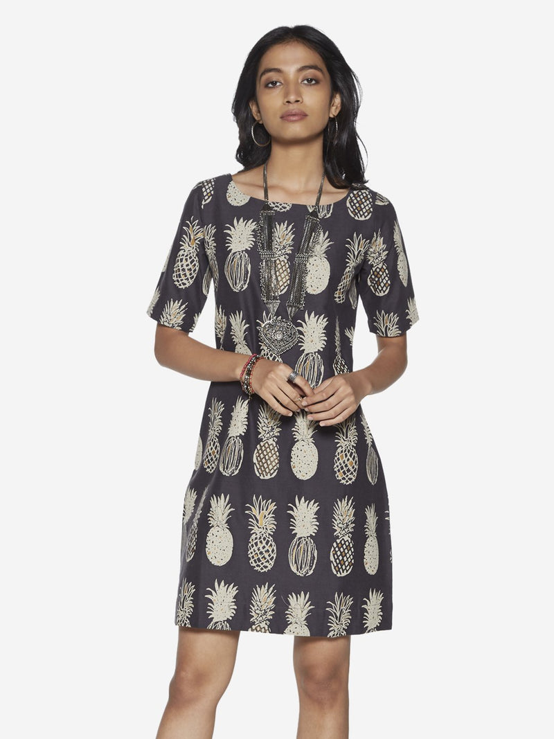 Bombay Paisley Navy Pineapple Print Dress