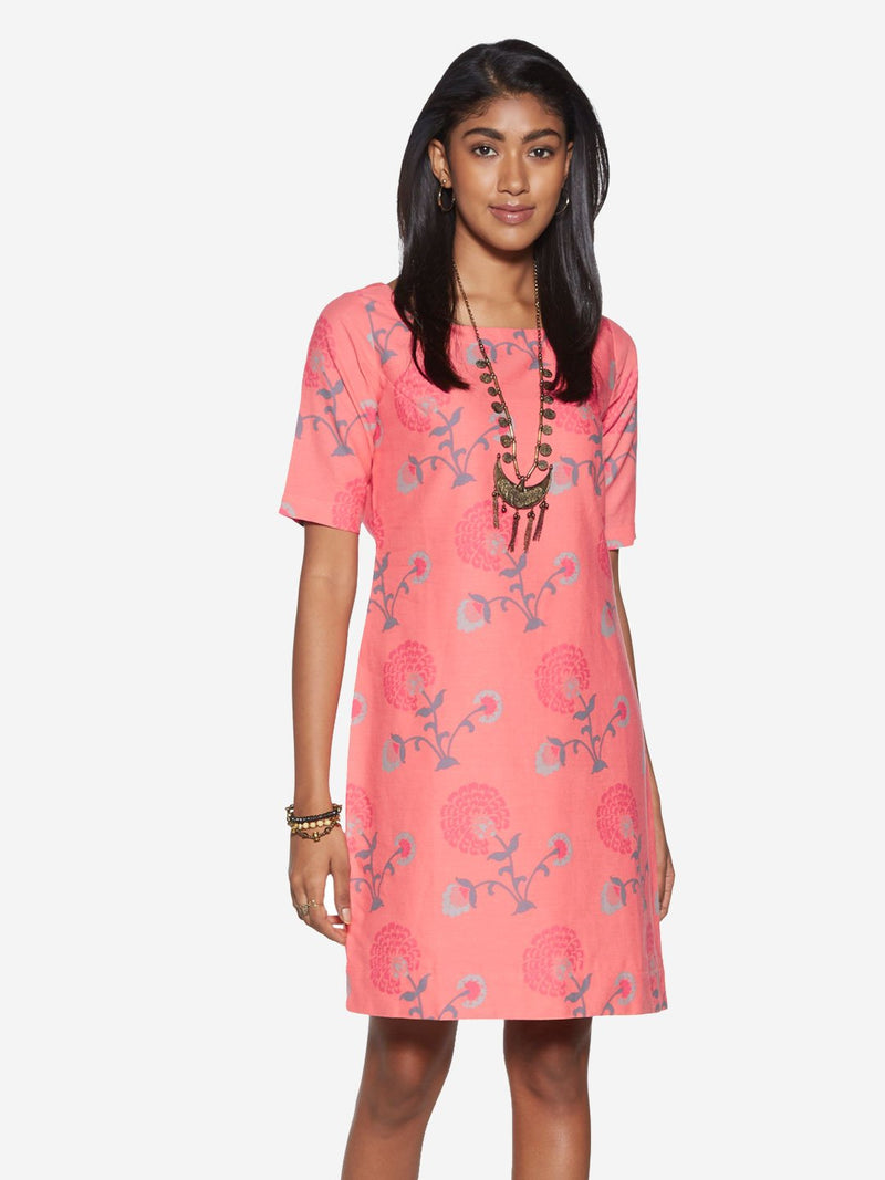 Bombay Paisley Peach Floral Shift Dress