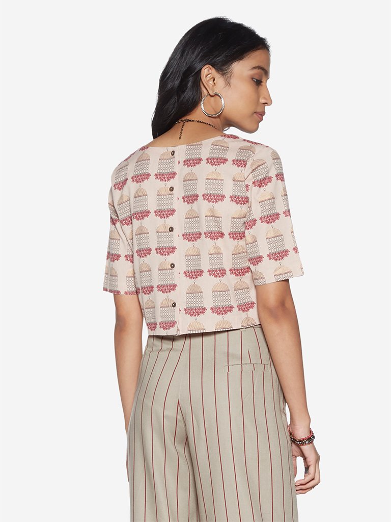 Bombay Paisley Light Pink Printed Crop-Top