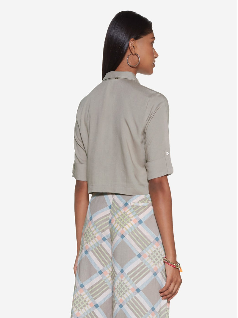 Bombay Paisley Grey Floral Embroidery Blouse