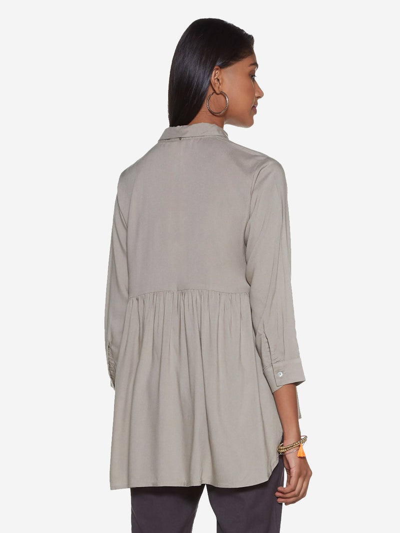 Bombay Paisley Grey High-Low Blouse