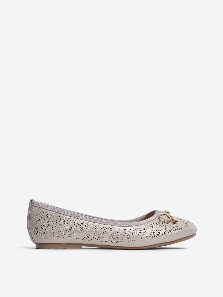 Yellow Rose Gold Floral Ballet Flats