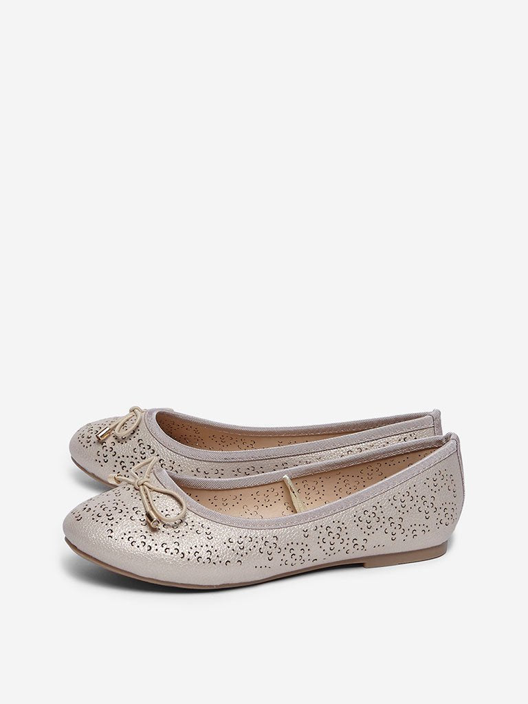 Yellow Rose Gold Floral Ballet Flats