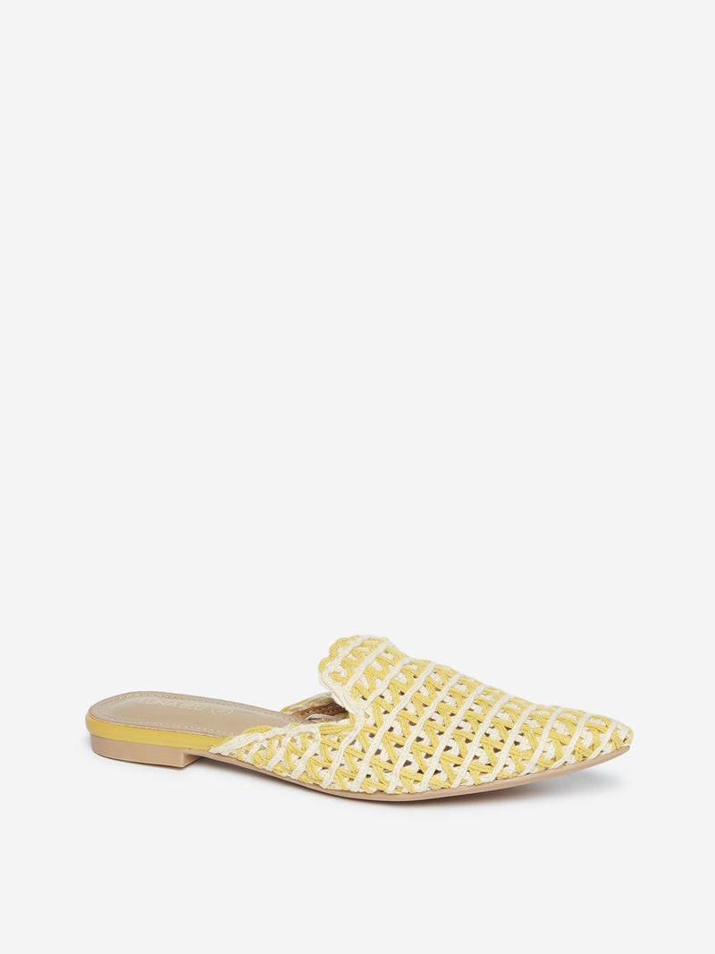 LUNA BLU Yellow Woven Mules