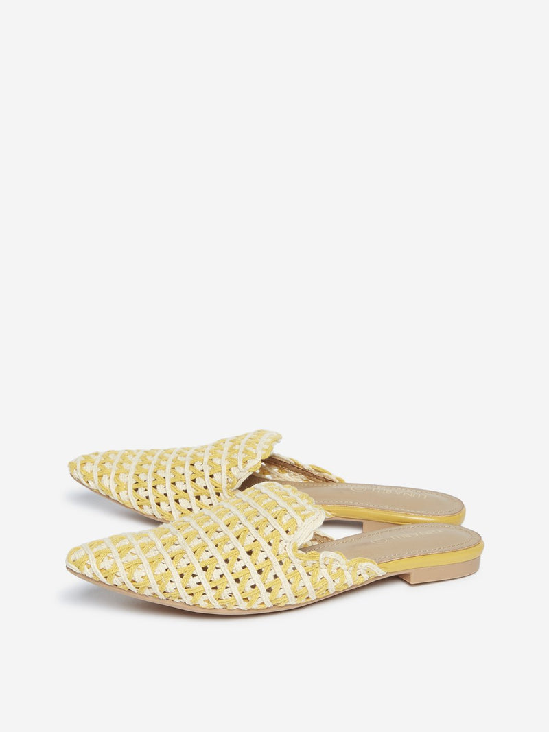LUNA BLU Yellow Woven Mules