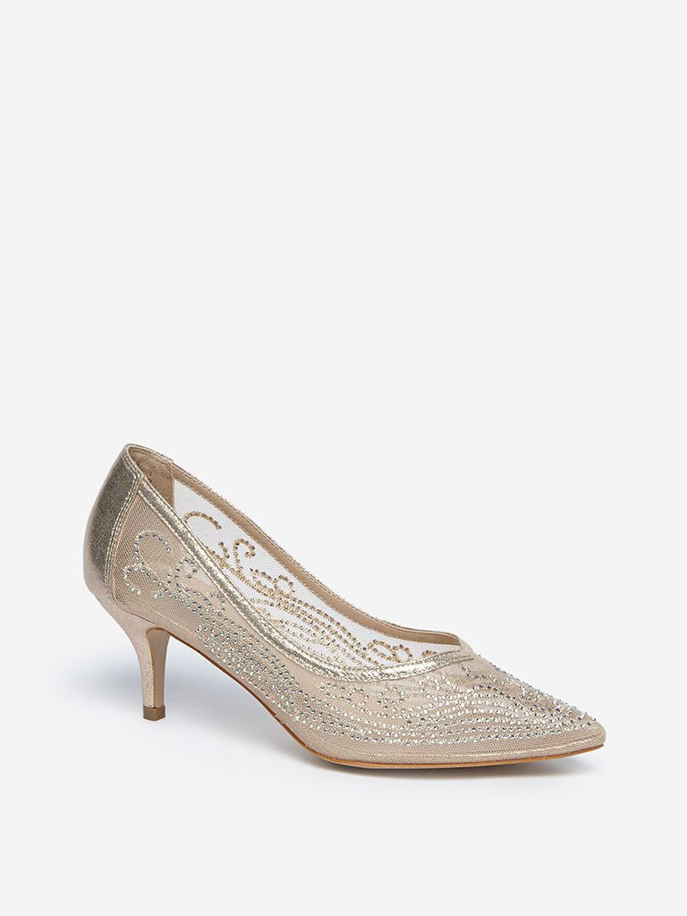 LUNA BLU Light Gold Mesh Pumps