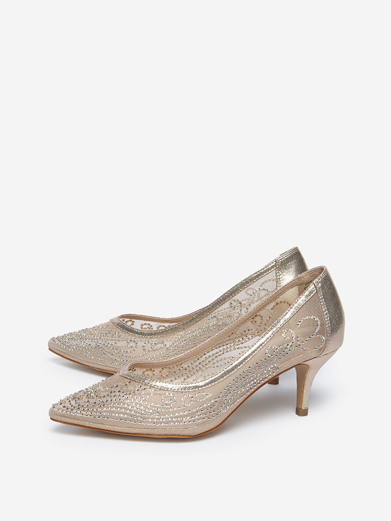 LUNA BLU Light Gold Mesh Pumps