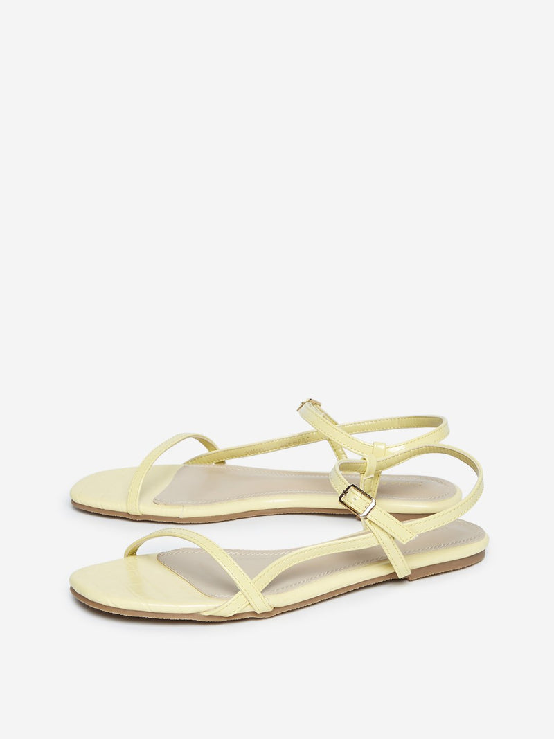 LUNA BLU Light Yellow Crocodile Pattern Sandals