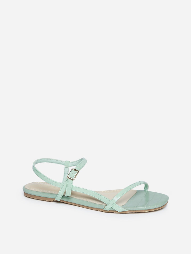 LUNA BLU Mint Crocodile Pattern Sandals
