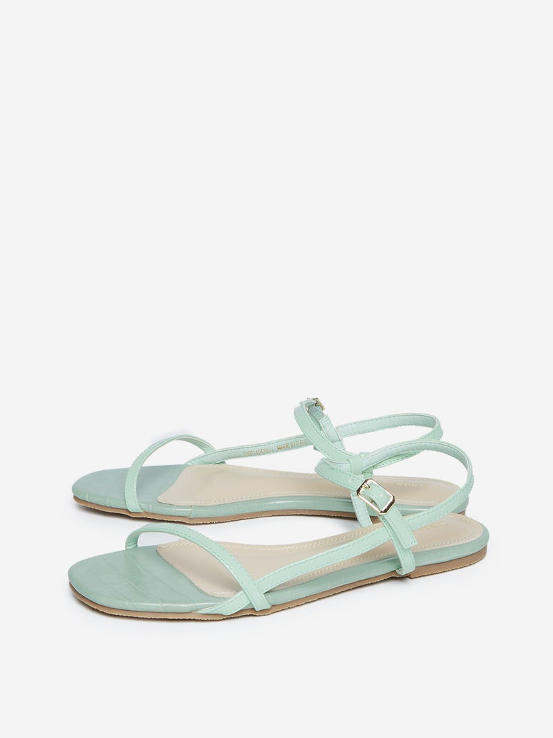 LUNA BLU Mint Crocodile Pattern Sandals