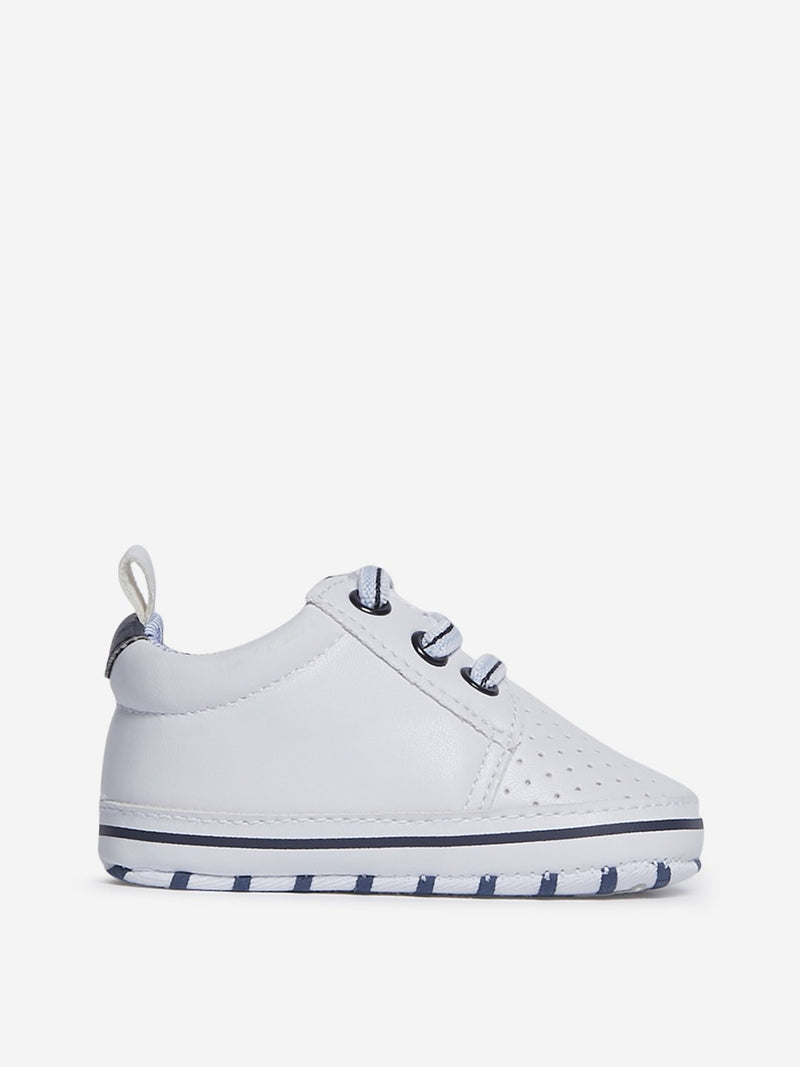 Yellow Kids White Perforated Pattern Sneakers