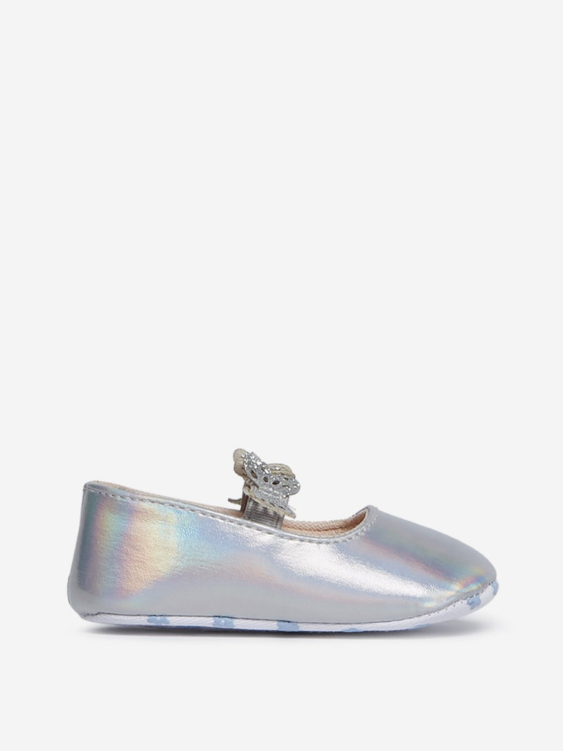Yellow Kids Silver Holographic Mary-Jane Shoes