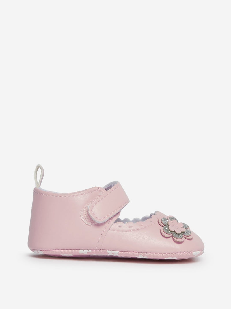 Yellow Kids Pink Floral Mary-Jane Shoes