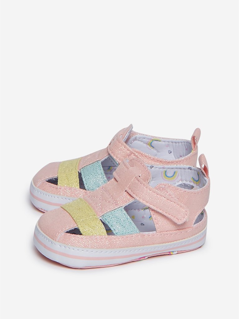 Yellow Kids Peach Strapped Sandals
