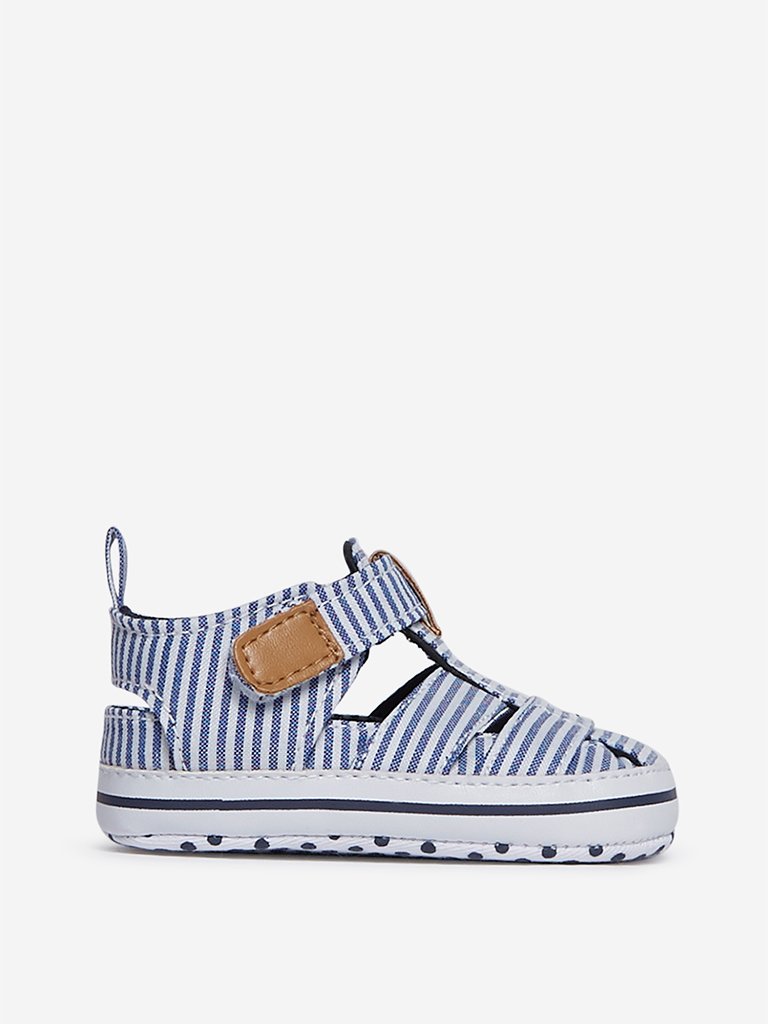 Yellow Kids Navy Striped Fisherman Sandals