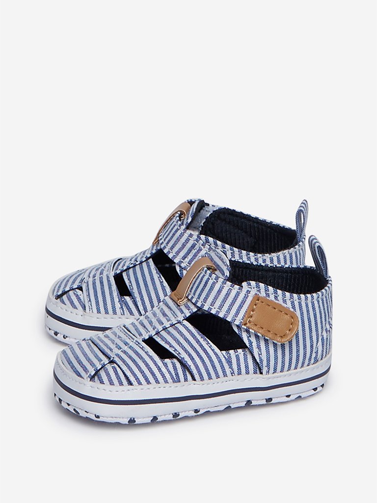 Yellow Kids Navy Striped Fisherman Sandals
