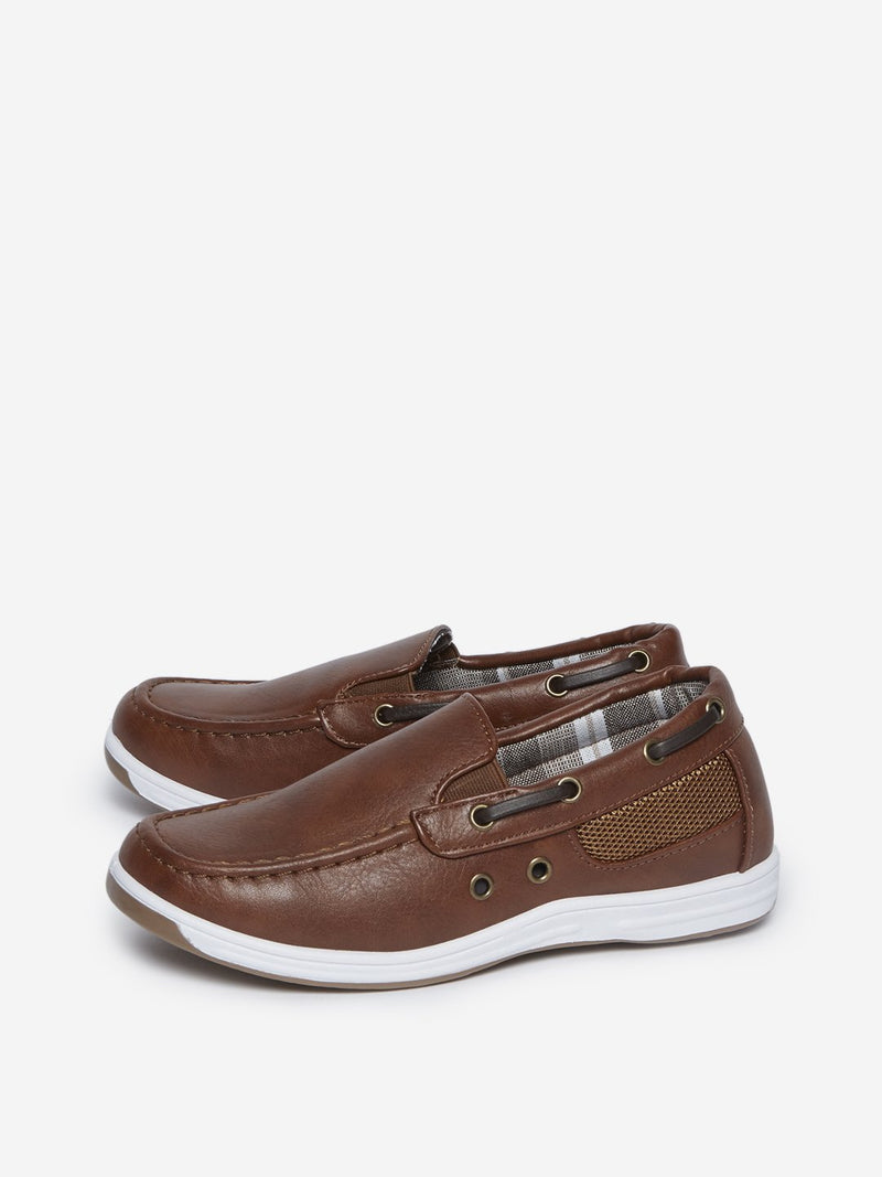 Yellow Kids Tan Faux-Leather Loafers