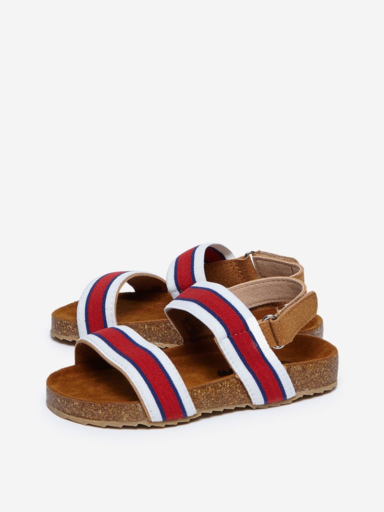 Yellow Brown Striped Sandals
