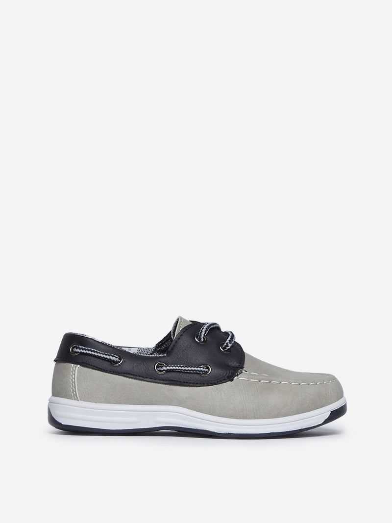 Yellow Kids Grey Lace-Up Boat Shoes