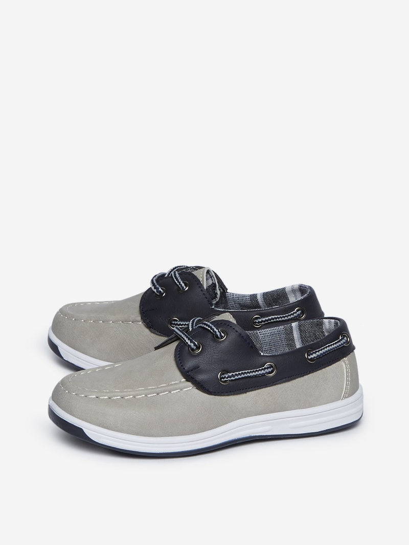 Yellow Kids Grey Lace-Up Boat Shoes