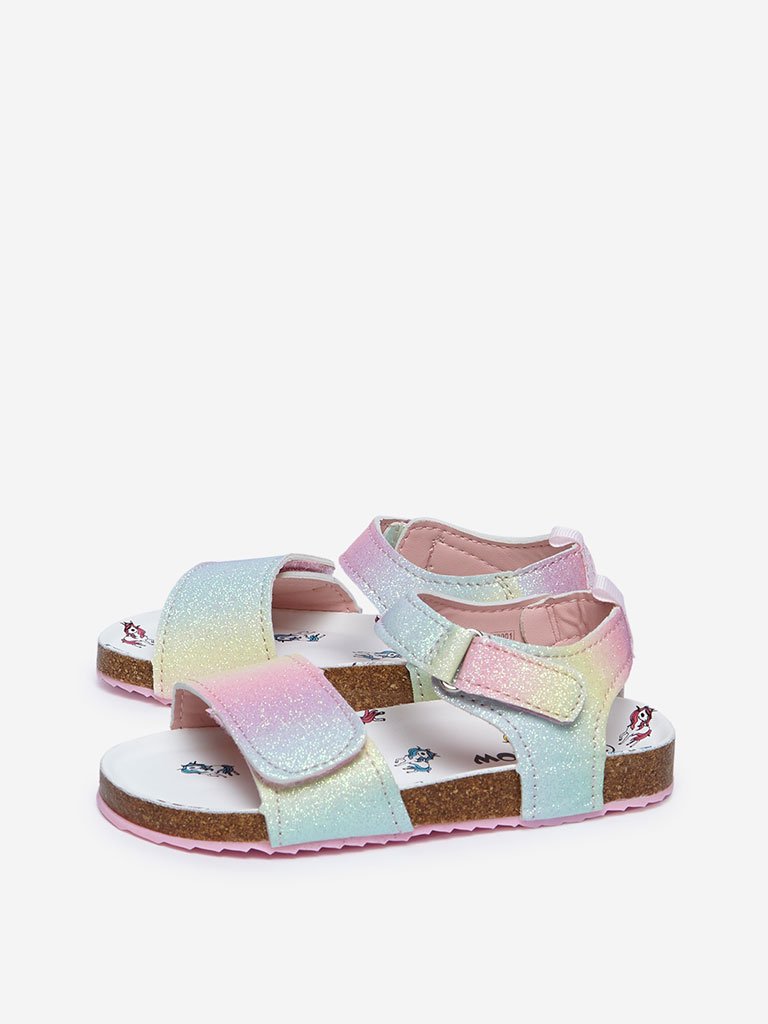 Yellow Multicolour Glitter Unicorn Sandals