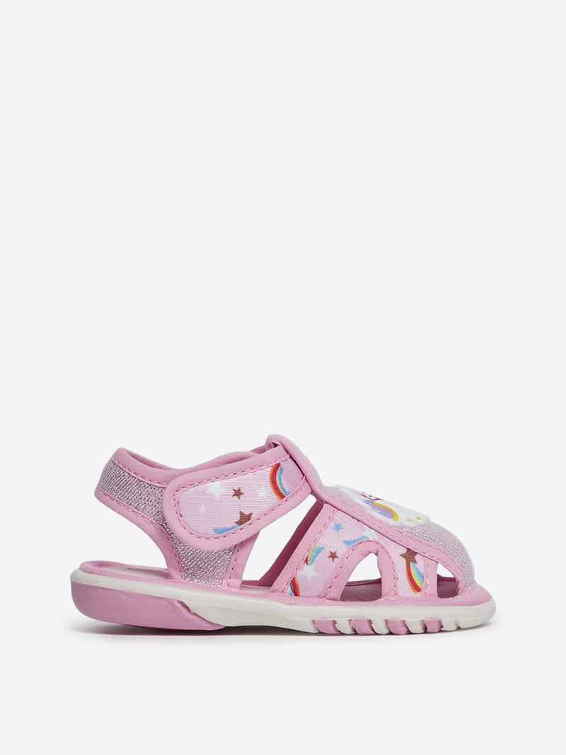 Yellow Kids Pink Unicorn Glitter Sandals