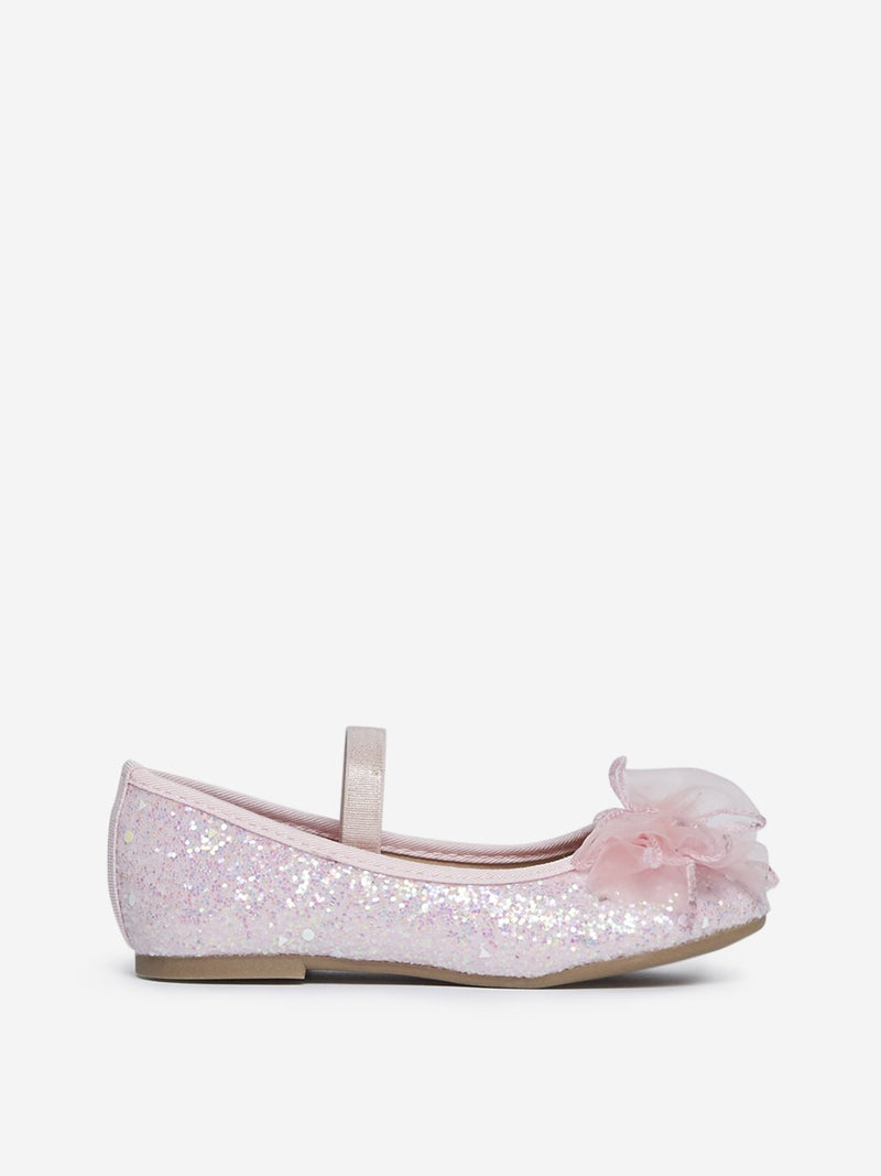 Yellow Kids Pink Bow Mary-Jane Shoes