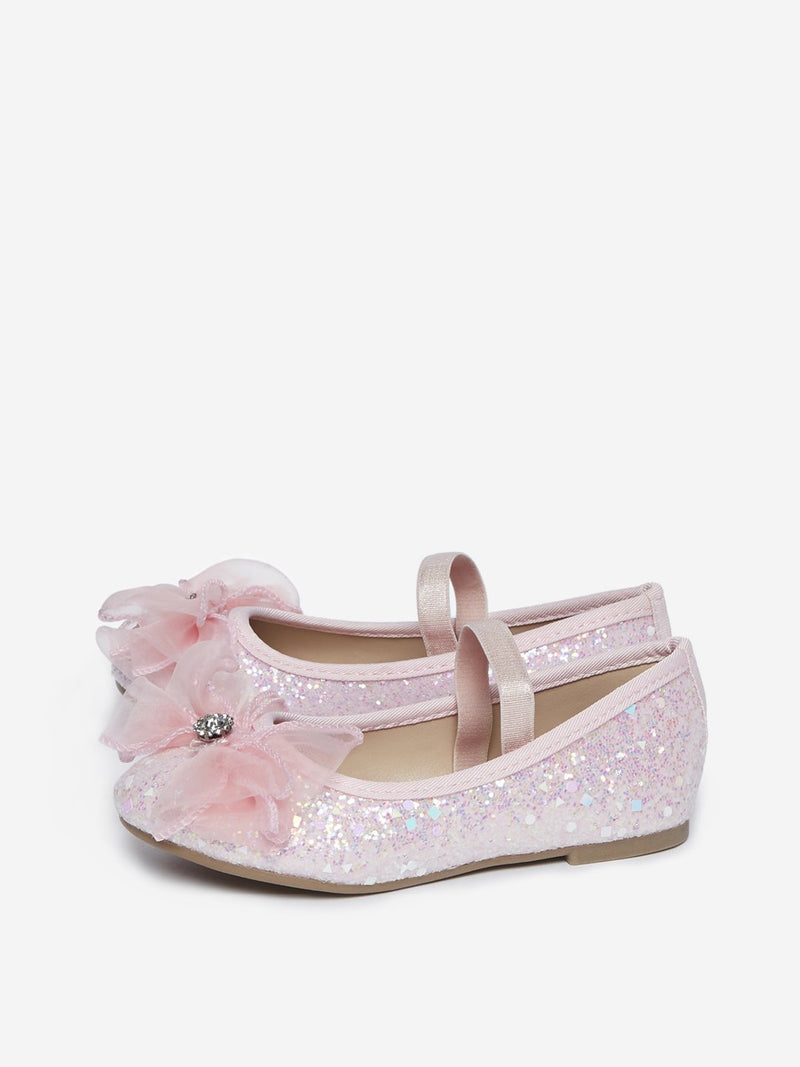 Yellow Kids Pink Bow Mary-Jane Shoes